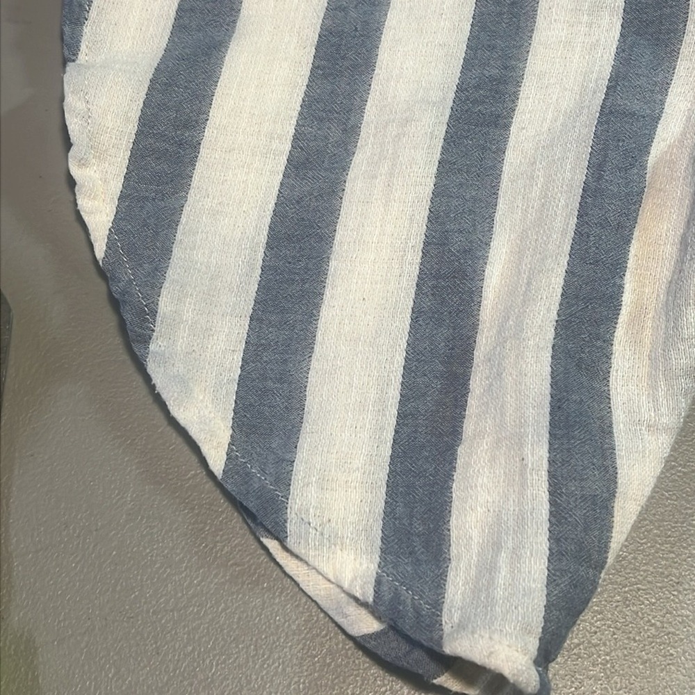 Listicle Striped Bell Sleeve Blouse Women S Blue White Boho Cotton Beachy Relax - Picture 10 of 10